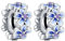 RMMY Charm Blue Pansy Flower Spacer Charms 2pcs Anhänger für Armband Halskette Muttertag Geschenk für Frauen 925 Sterling Silber Beads with Zirkonia Schmuck