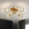 JUJUQI Modern Kistall Halbbündig Deckenleuchte Wohnzimmer,4-Lichter Gold Kristall Kronleuchter, halbbündiger Kristall-Kronleuchter,Luxus Deckenleuchte für Schlafzimmer Esszimmer