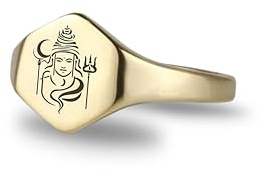 14k Gold Lord Shiva Ring - Gravierte Indische Shiva Ring - Unisex Ring - Line Art Ring - Hindu-Schmuck