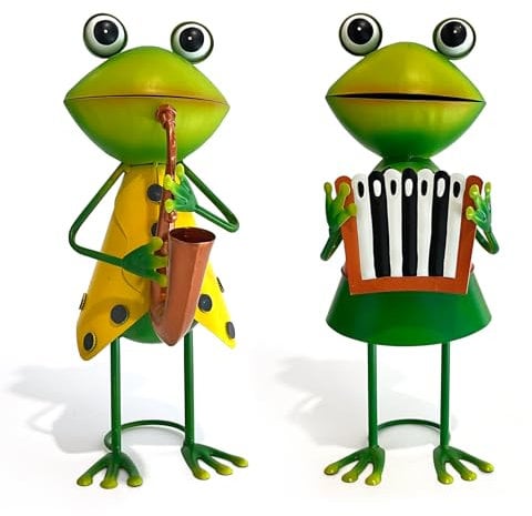 HONGLAND Metal Frog Yard Art - Statua in metallo a forma di rana, decorazione da giardino per esterni, rana, statuetta 3D a forma di rana, decorazione natalizia per prato, patio, cortile, giardino