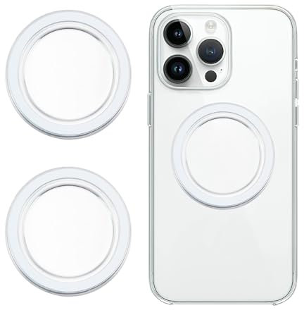 2PCS Magnetic Base for PopSocket Phone Grips MagSafe iPhone Cases Removable Lightweight Plate Wireless Charging Compatible with iPhone15/14/13/12 Clear Matte Finish (Clear White)