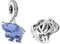 Amuefer Elephant Charm Duo Charms für Armbänder 925 Sterling Silber mit Cubic Zirkonia Anhänger für Halsketten Geburtstag Weihnachten Schmuck Geschenke für Frauen
