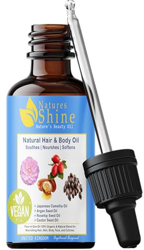 Nature's Shine - Camellia Oil, Argan Oil, Rosehip Oil, Castor Oil - w/Vitamins A, C, E, & F, Antioxidant Rich - Face Oil, Skin Care, Hair Oil, Nail Oil - By Orgatural