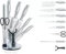 Royalty Line - Set di 9 pz coltelli in acciaio inox con speciale griglia di filatura RL-KSS510, manici silver