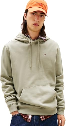 Tommy Jeans Men’s Regular Fit Flag Fleece Hoodie, Green (Utility Sage), XL