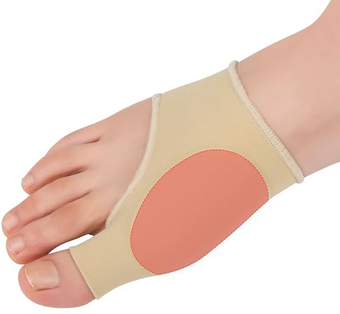 DYKOOK Bunion Relief Sleeve Gel Bunion Pads Big Toe Side Protector Socks,Non-Surgical Correction Sock with Gel Foot Care Cushion Toe Brace Pads for Corn,Calluses,Blister Preventing -Beige &L-1 pair