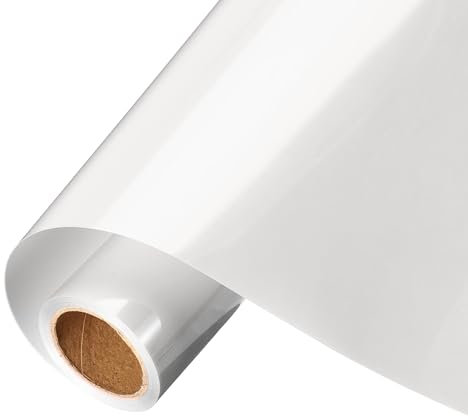 sourcing map Matt White Heat Transfer Vinyl, 12 Inch x 8ft Iron-on Vinyl Roll for Decal Cutting, Signs, Scrapbooking, DIY Craft, Home Decoration