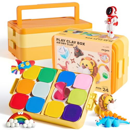 Jar Melo Air Dry Clay, Magic Modeling Clay Kit, 24 Colors with Storage Box