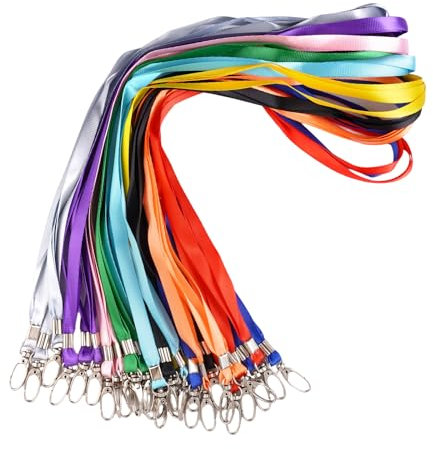 30 Pièces Cordon Badge Tour de Cou,10 Couleurs Cordon Tour de Cou Clef, 45 CM Nylon Lanyard avec Boucle Pivotante en Métal,CordonBadge Couleurs pour Carte d'identité, Clé, Sifflets, Porte-badge