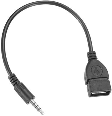 QUARKZMAN Aux auf USB Kabel, 3,5 mm Audio Aux Jack Stecker zu USB Buchse Konverter Kabel für Auto AUX Anschluss, Schwarz