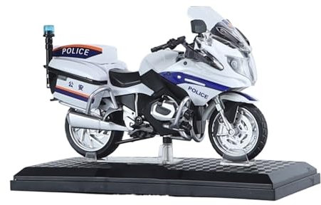 for BMW R1250RT-P 1:12 Police Motorbike Model Alloy Simulation Car Iron Rider Patrol Police Car Black Vehicle Gift Collection Souvenir Motorbike Models(White)