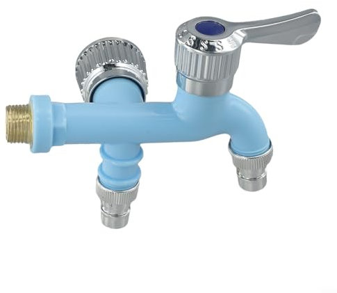 Robinet de machine à laver pratique avec deux sorties pour une utilisation pratique dans diverses applications domestiques (bleu)
