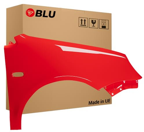 BLU Premium Kotflügel Passend für VW Volkswagen 9N IV 4 LP3G Rechts Rot | 2001-2005 | Vorderseite Vorne | Verzinkt & Lackiert | Einbaufertig