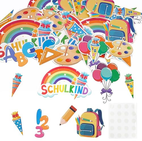 60 Stück Tischdeko Einschulung, Streudeko Einschulung, Deko Schulanfang Konfetti Bunt, Streudeko Schultüte, Schulkind Deko ABC 123 für Schuleinführung, Schulanfang Tischdeko, Tortendeko Einschulung