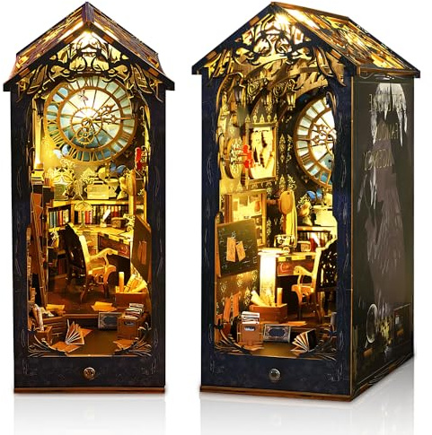 Book Nook DIY Set, ADDLIVE Book Nook Bücherregal Deko, Booknook Puzzle 3D, Puppenhäuser Miniatur Haus Kit mit LED Sensor Licht, Geschenke für Freunde, Detective Agency