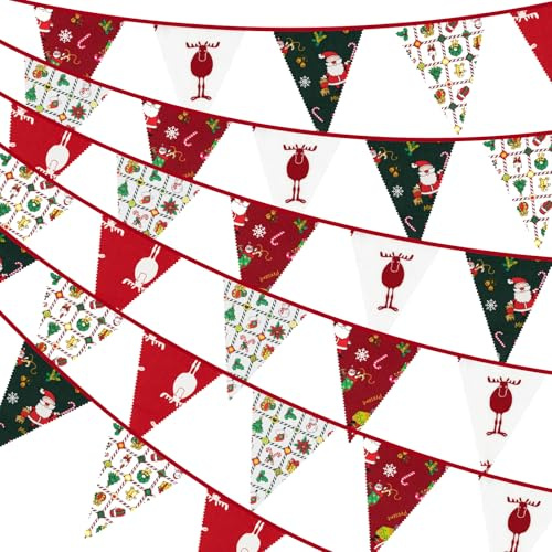 Wimpelkette aus Sackleinen, Vintage-Stil, 12 m, wiederverwendbar, beige, braun, dreieckige Flagge, Wimpel für Babyparty, Geburtstag, Hochzeit, Garten, Party, Outdoor, hängende Dekoration, mehrfarbig