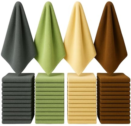 Artwelt Torchons Microfibres Nettoyage – Chiffons Absorbants Non Pelucheux et Lavables – Lingettes Cuisine Verre Maison – 30×30 cm – Lot de 24