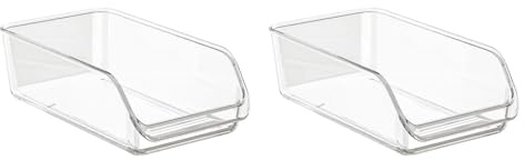 KiBcsLic CD Storage Box Container for DVD Organization in Kitchen or Living Room, 2 Pieces