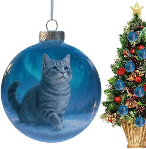 Weihnachtskugeln Für Katzen - Katzen Weihnachtsbaum Schmuck, Weihnachtsbaum Schmuck Kugel Anhänger, Winterferien Dekoration Für Innenbereich Wohnzimmer Fenster Winter Kätzchen Liebhaber