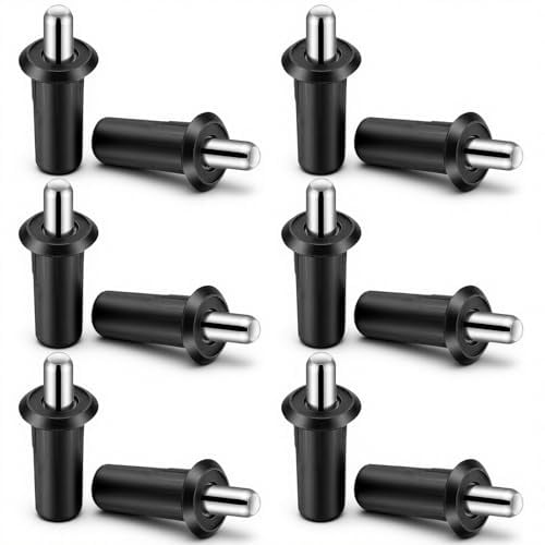 TIESOME 24 PCS Spring Pin, Cabinet Door Damper Replacement Pins, Plastic Shutter Loaded Furniture Fittings Connector, Black