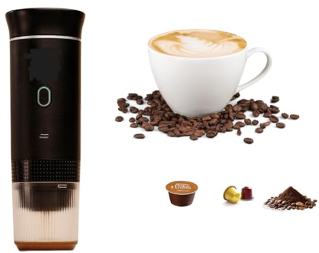 Cafetera Portátil 3 en 1 para Cápsulas y Café Molido (60 ml) – Compatible con Nespresso y Dolce Gusto – Mini Máquina de Café para Viaje, Oficina, Camping y Coche