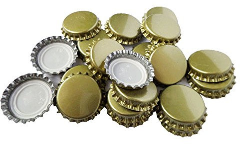 TRIXES 100 Stück 25 mm Kronkorken aus Metall in Gold, für die Heimbrauerei