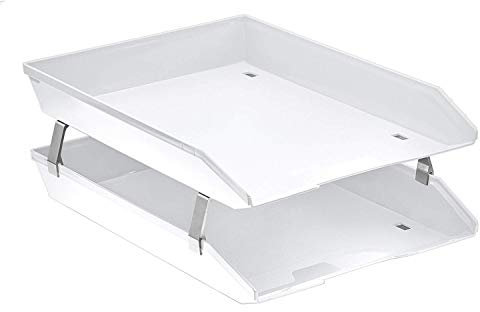 Acrimet Facility 2 Tier Letter Tray, Front Load, Letter Size/A4, Desktop File Organizer, Plastic (White Color)