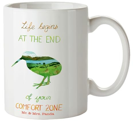 Mr. & Mrs. Panda Tasse Kiwi Neuseeland - Geschenk, Porzellantasse, Kaffeetassen, Natur, New Zealand, Komfortzone, Sommer Deko, Becher, positive