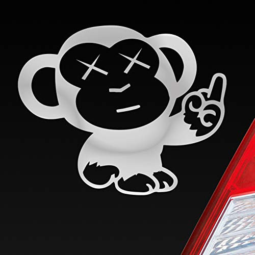 Hellweg Druckerei AFFE Mittelfinger Fun Tier Motorrad Monkey Ape Auto Aufkleber Sticker Heckscheibenaufkleber