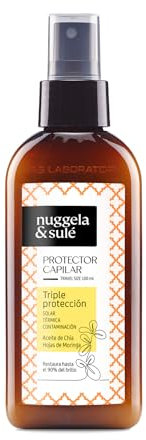 Nuggela & Sulé Protector Capilar - Triple Protección: Solar, Térmica y contra la Contaminación. Con Aceite de Chía 100% Orgánico y Natural. 1 x 100 ml Formato Viaje