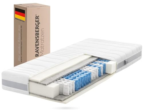 RAVENSBERGER Matratzen Tonnentaschenfederkern-Matratze Ravo-Spring - Härtegrad H3, mittelfest - 100 x 200 cm, Höhe 22 cm - 7-Zonen - Standard 100 by Oeko-TEX Zertifiziert