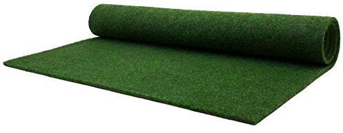 Rasenteppich ohne Noppen Meterware GARDEN B1 - Dunkel-Grün, 4,00m x 3,00m, Schwer Entflammbarer Indoor Kunstrasen, Teppichboden für Innenbereiche