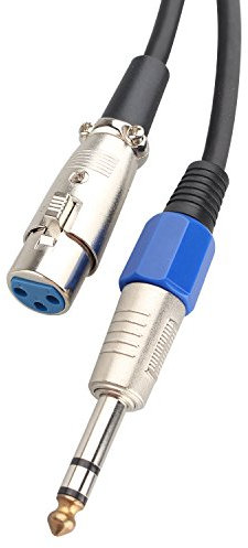 Futheda Female XLR to 6.35mm Stereo TRS Jack Lead/Balanced Signal/Audio Patch Microphone Cable 0.5m Black
