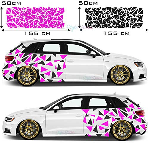 Auto Seitenaufkleber Dreiecke Autodekor Car-Tattoo Farbig Tarn-Look Camo Aufkleber 250 Stück Camouflage Style New Limited Editon Black Beast