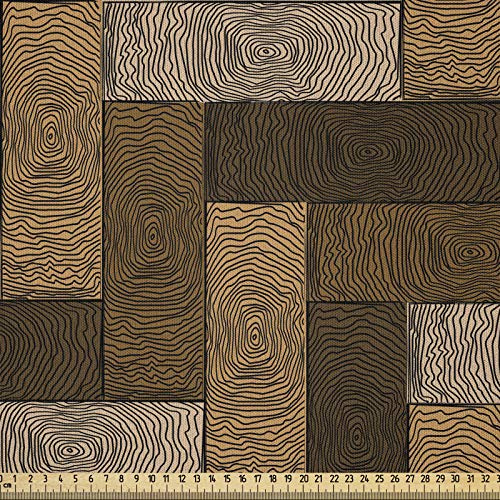 ABAKUHAUS Schokolade Stoff als Meterware, Holzparkett Motiv, Microfaser Stoff für Dekoratives Basteln, 1M (230x100cm),Hellbraun Beige