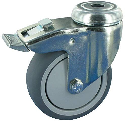 Apparaterollen Lenkrolle mit Feststeller Ø50mm TPE Gummi Rückenloch