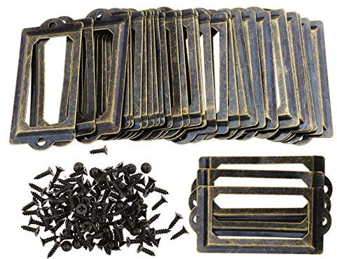 YINETTECH 30 Stücke 70x33mm Bronze Metall Büro Aktenschrank Regale Schublade Name Karte Label Tags Halter Rahmen mit Schrauben
