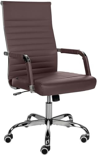 CLP Ergonomischer Bürostuhl Amadora I Höhenverstellbar, 360 Grad Drehstuhl I Kunstleder Oder Stoff Bezug I Langlebig, 120 kg Belastbar, Farbe:braun, Material:Kunstleder