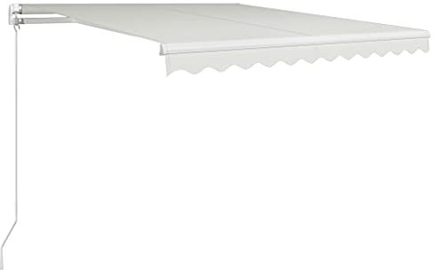 vidaXL Tenda da Sole Retrattile Manuale per Finestra Privacy Schermo Parasole a Scomparsa 300x250 cm in Tessuto PU Crema Telaio in Alluminio