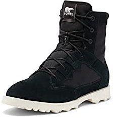 SOREL Men's Caribou OTM WP Boot — Black, Chalk — Waterproof Leather Rain Boots — Size 13