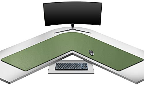 Mydours PU Leder Schreibtischunterlage 53,2 x 53,2 Zoll Große L-förmige Computer Workstation Schreibtisch Schreibmatte Gaming Mauspad für Zuhause und Büro (Grün)