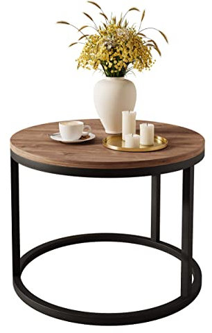 lukmebel Couchtisch CIRI, 60x60x42cm, rund, schwarz und Stirlingeiche