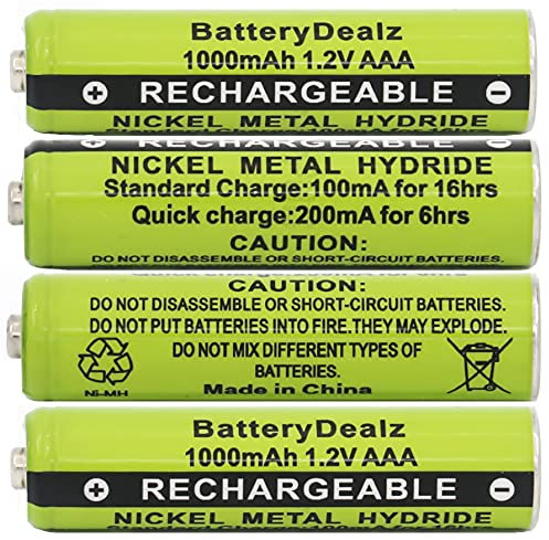 BatteryDealz 1.2V NiMH AAA Rechargeable Batteries Compatible with Panasonic Cordless Telephones (4-Pack)