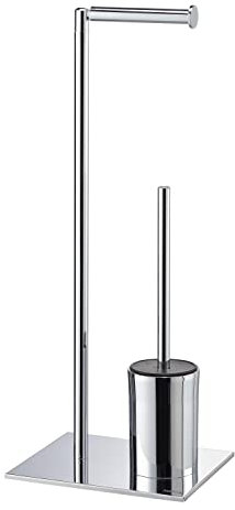Sealskin Tube Stand WC-Garnitur 3 in 1, mit Toilettenpapierhalter und Toilettenbürste sowie Reserverollenhalter, freistehender Toilettenbutler aus Metall, Chrom