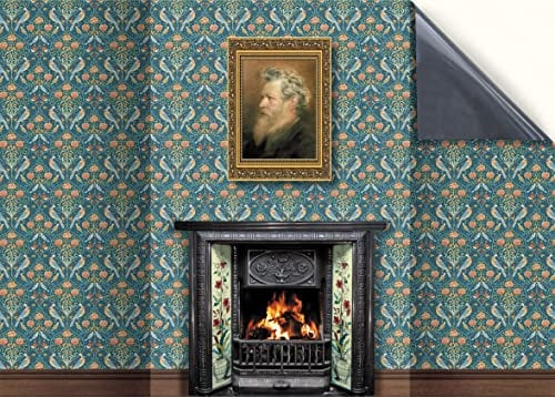 Stick & Go Repositionable Self Adhesive Dolls House Wallpaper 1:12 Scale (1 Sheet) - Feature Wall/William Morris Parlour - No. 177