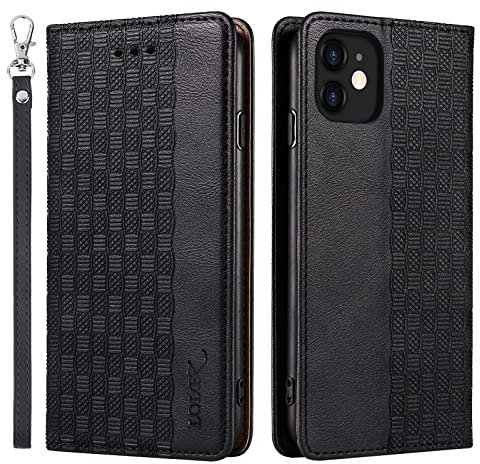 LOLFZ Case for iPhone 11 Pro Max, Leather Flip Wallet Case Card Slots Kickstand Wrist Strap Protective Magnetic Phone Case Cover for Apple iPhone 11 Pro Max - Black
