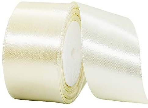 22m Satinband Geschenkband Beige 50mm Breit,Auto Seidenband Beige Dick Schleifenband Satin Dekoband Geschenkverpackung Deko Band Stoffband für Halloween Weihnachten Hochzeit Taufe Geburtstag DIY