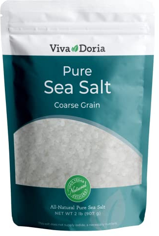 Viva Doria Sal marina pura, grano grueso, 2 libras | Ideal para molinillos de sal