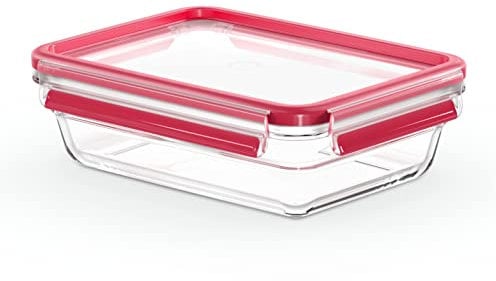 Tefal Masterseal Fresh Glas, rechteckiger Frischhaltedose, Lebensmittelaufbewahrung, stapelbar, ofen- und gefriergeeignet, N1040910, transparent, 1,1 L