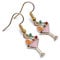 Cocktail Glass Charm Earrings, Pink, Green and Red Enamel Charm Beads on Nickel Free Gold Tone Hooks : 36mm long, Drinks Lover Jewellery, Funny Gift for Women